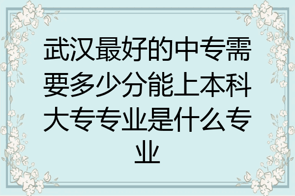 武汉最好的中专需要多少分能上本科大专专业是什么专业