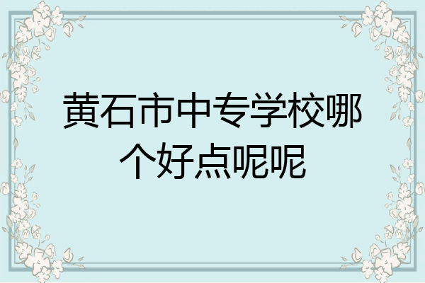 黄石市中专学校哪个好点呢呢