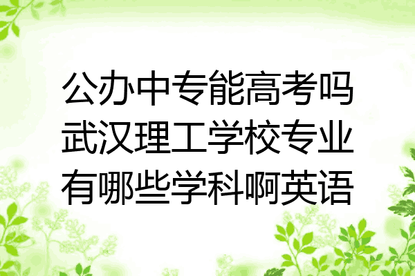 公办中专能高考吗武汉理工学校专业有哪些学科啊英语