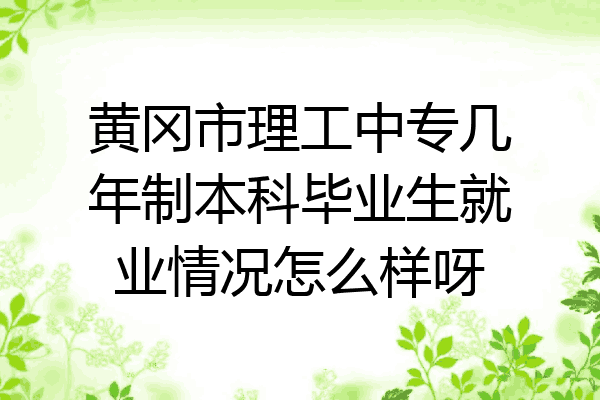 黄冈市理工中专几年制本科毕业生就业情况怎么样呀