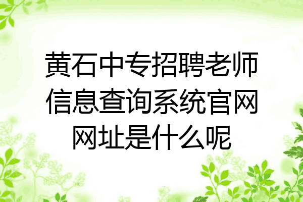 黄石中专招聘老师信息查询系统官网网址是什么呢