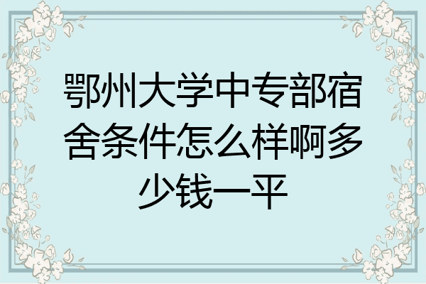 鄂州大学中专部宿舍条件怎么样啊多少钱一平