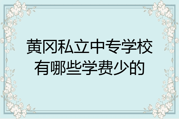 黄冈私立中专学校有哪些学费少的