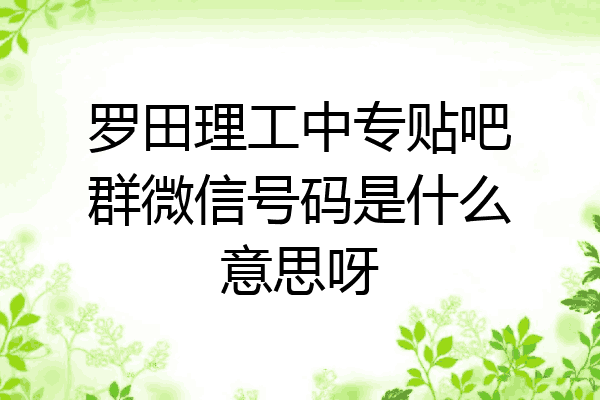 罗田理工中专贴吧群微信号码是什么意思呀