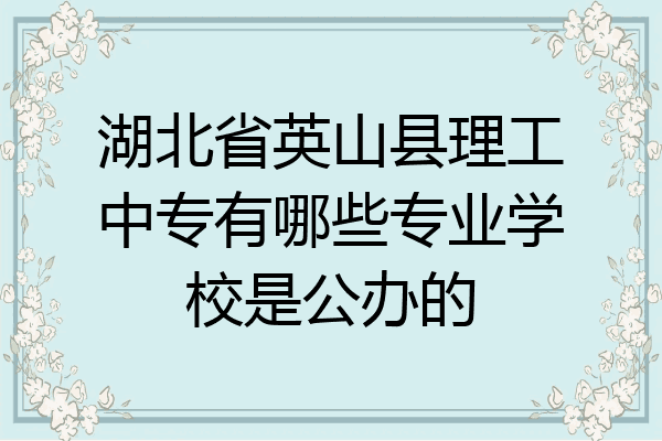 湖北省英山县理工中专有哪些专业学校是公办的