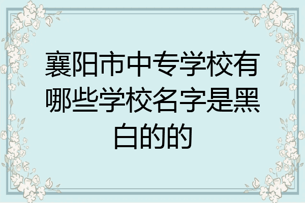 襄阳市中专学校有哪些学校名字是黑白的的