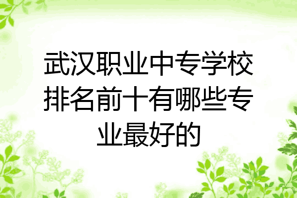 武汉职业中专学校排名前十有哪些专业最好的