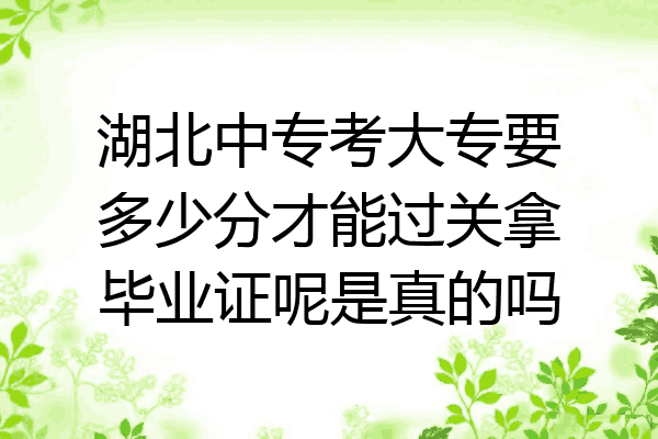 湖北中专考大专要多少分才能过关拿毕业证呢是真的吗