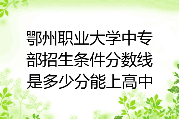 鄂州职业大学中专部招生条件分数线是多少分能上高中