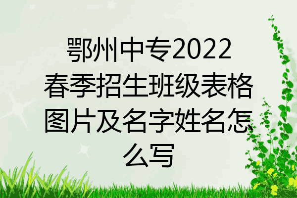 鄂州中专2022春季招生班级表格图片及名字姓名怎么写