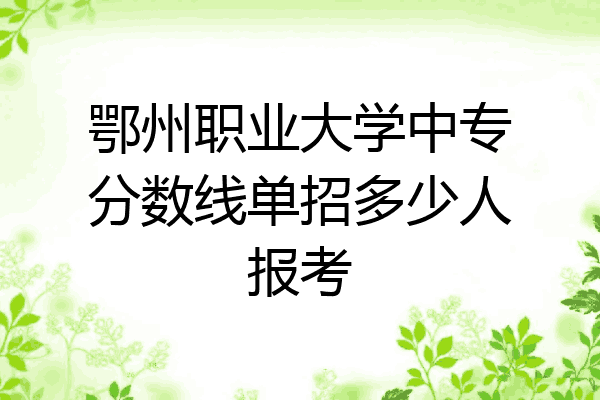 鄂州职业大学中专分数线单招多少人报考