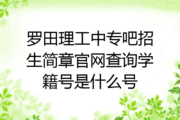罗田理工中专吧招生简章官网查询学籍号是什么号