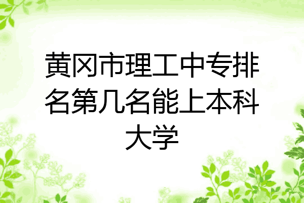 黄冈市理工中专排名第几名能上本科大学