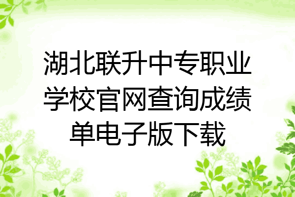 湖北联升中专职业学校官网查询成绩单电子版下载