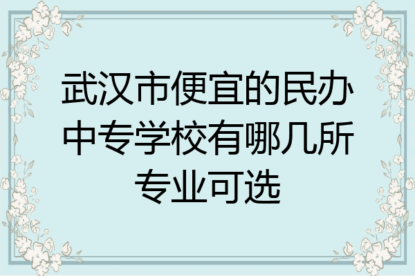 武汉市便宜的民办中专学校有哪几所专业可选