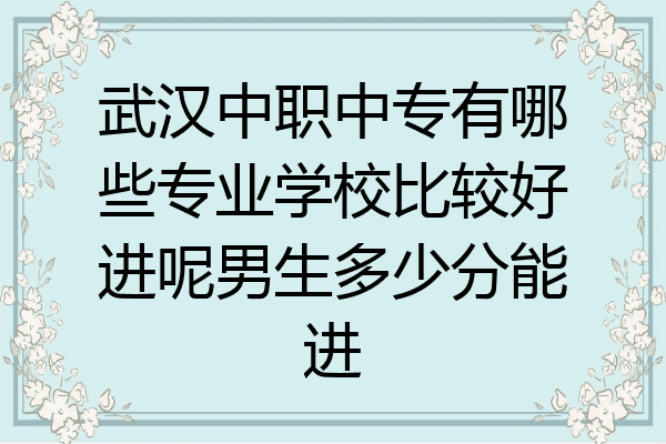 武汉中职中专有哪些专业学校比较好进呢男生多少分能进