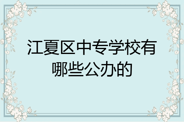 江夏区中专学校有哪些公办的
