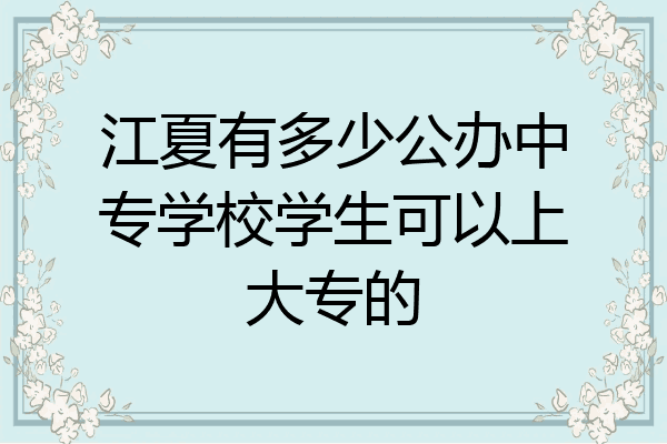 江夏有多少公办中专学校学生可以上大专的