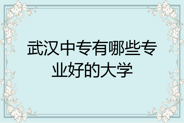 武汉中专有哪些专业好的大学