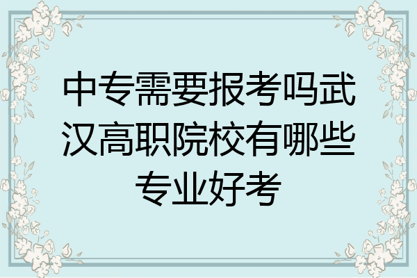 中专需要报考吗武汉高职院校有哪些专业好考