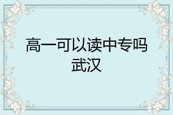 高一可以读中专吗武汉