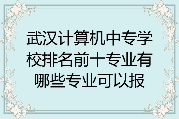 武汉计算机中专学校排名前十专业有哪些专业可以报