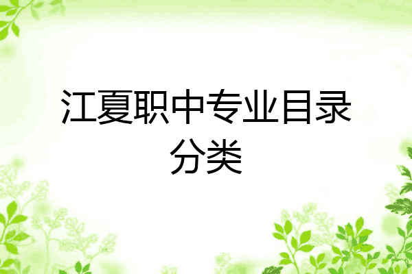 江夏职中专业目录分类