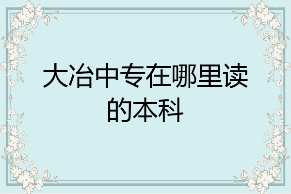大冶中专在哪里读的本科