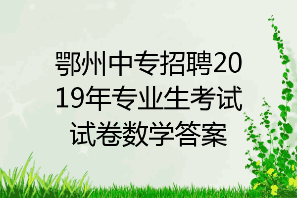 鄂州中专招聘2019年专业生考试试卷数学答案