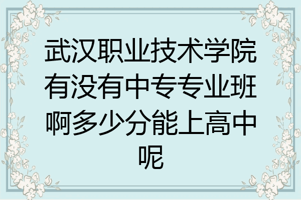 武汉职业技术学院有没有中专专业班啊多少分能上高中呢