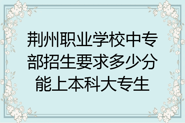 荆州职业学校中专部招生要求多少分能上本科大专生