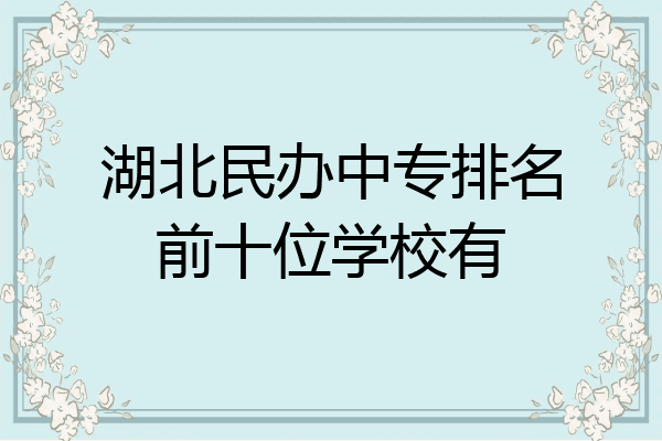湖北民办中专排名前十位学校有