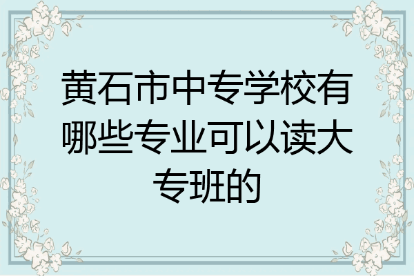 黄石市中专学校有哪些专业可以读大专班的