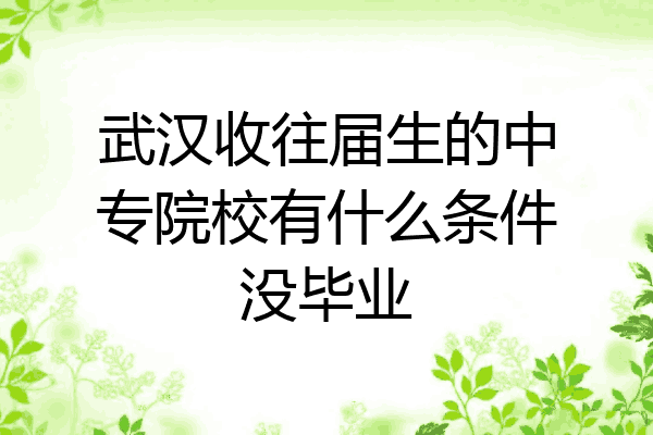 武汉收往届生的中专院校有什么条件没毕业