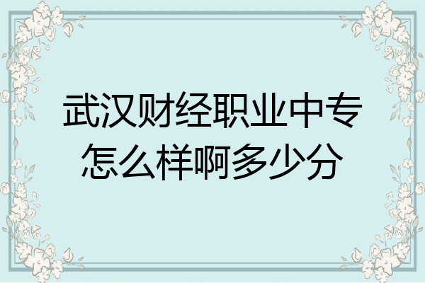 武汉财经职业中专怎么样啊多少分