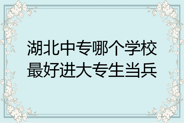 湖北中专哪个学校最好进大专生当兵