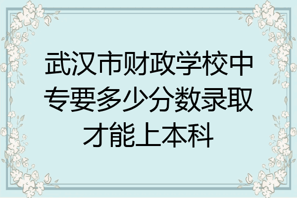 武汉市财政学校中专要多少分数录取才能上本科