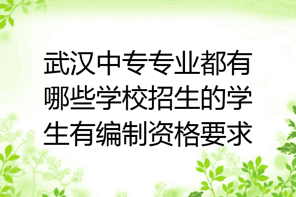 武汉中专专业都有哪些学校招生的学生有编制资格要求
