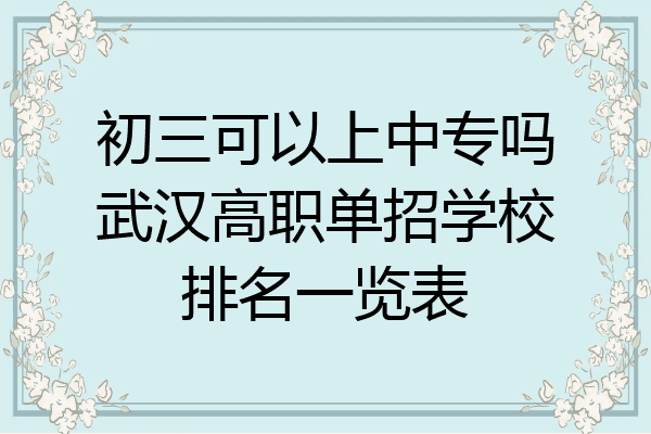 初三可以上中专吗武汉高职单招学校排名一览表