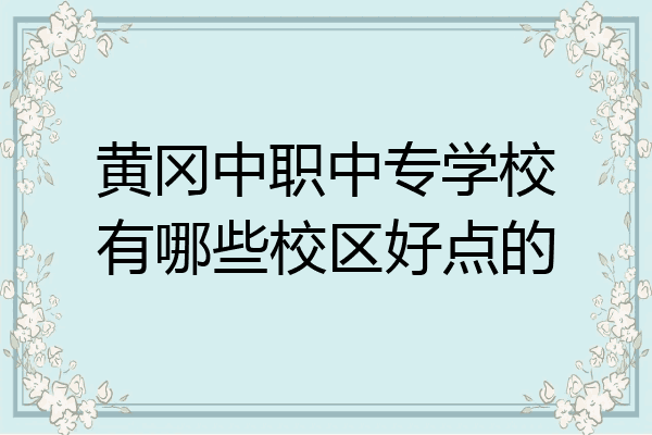 黄冈中职中专学校有哪些校区好点的