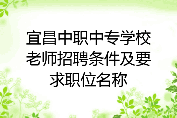 宜昌中职中专学校老师招聘条件及要求职位名称