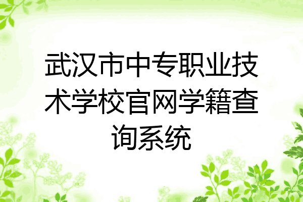 武汉市中专职业技术学校官网学籍查询系统