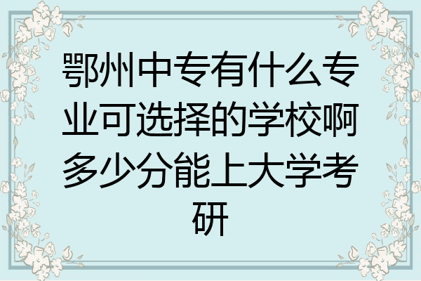 鄂州中专有什么专业可选择的学校啊多少分能上大学考研