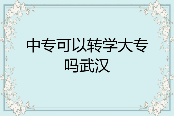 中专可以转学大专吗武汉