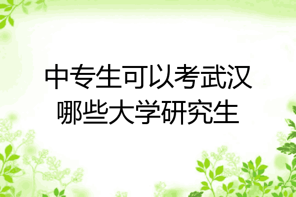 中专生可以考武汉哪些大学研究生