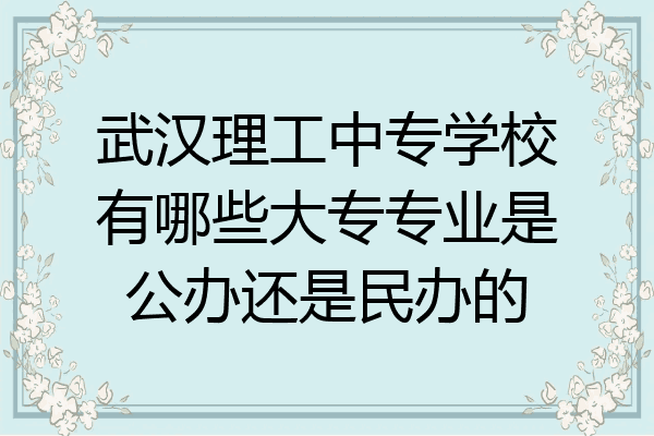 武汉理工中专学校有哪些大专专业是公办还是民办的