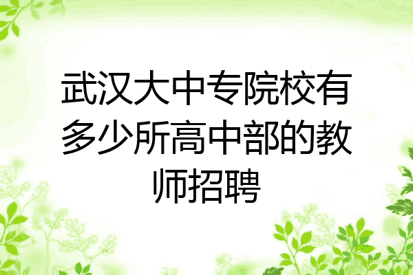 武汉大中专院校有多少所高中部的教师招聘