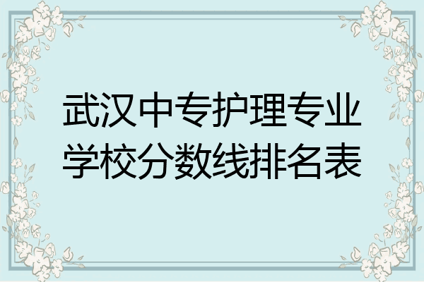 武汉中专护理专业学校分数线排名表