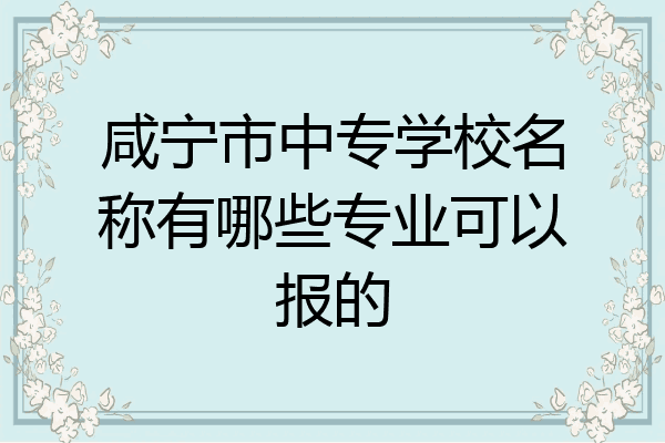 咸宁市中专学校名称有哪些专业可以报的