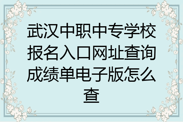 武汉中职中专学校报名入口网址查询成绩单电子版怎么查